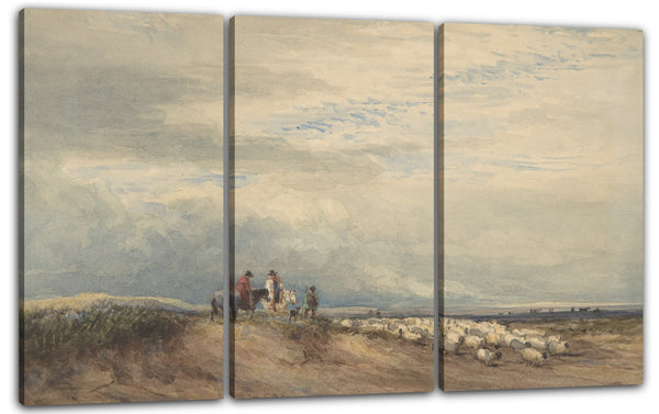 Leinwandbild David Cox - Reiter mit Schafen in der Nähe einer Mündung