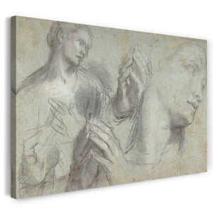 Top-Angebot Kunstdruck Federico Barocci - Studien über den Kopf und die Hände eines Mannes Leinwand auf Keilrahmen gespannt
