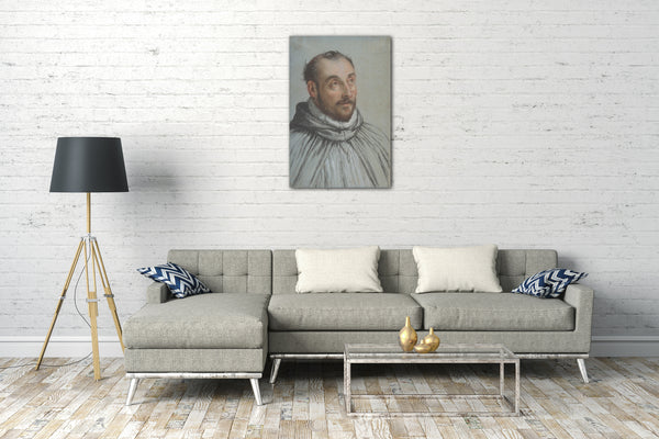 Top-Angebot Kunstdruck Carletto Caliari - Brustbild eines Geistlichen Leinwand auf Keilrahmen gespannt