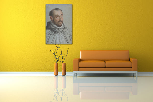 Top-Angebot Kunstdruck Carletto Caliari - Brustbild eines Geistlichen Leinwand auf Keilrahmen gespannt