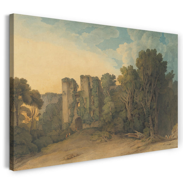 Top-Angebot Kunstdruck Francis Towne - Berry Pomeroy Castle in der Grafschaft Devon Leinwand auf Keilrahmen gespannt