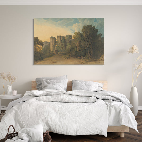 Top-Angebot Kunstdruck Francis Towne - Berry Pomeroy Castle in der Grafschaft Devon Leinwand auf Keilrahmen gespannt