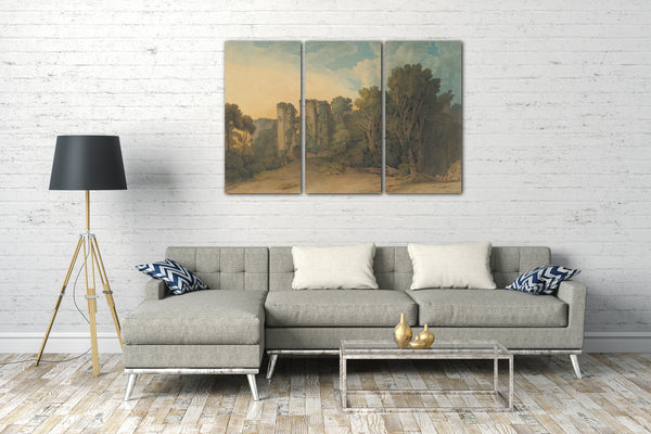 Top-Angebot Kunstdruck Francis Towne - Berry Pomeroy Castle in der Grafschaft Devon Leinwand auf Keilrahmen gespannt
