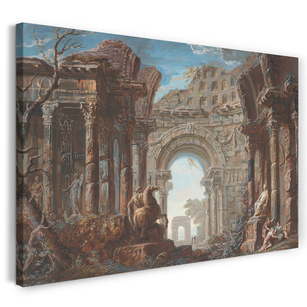 Top-Angebot Kunstdruck Jean Nicolas Servandoni - Architektonisches Capriccio mit einem monumentalen Bogen Leinwand auf Keilrahmen gespannt