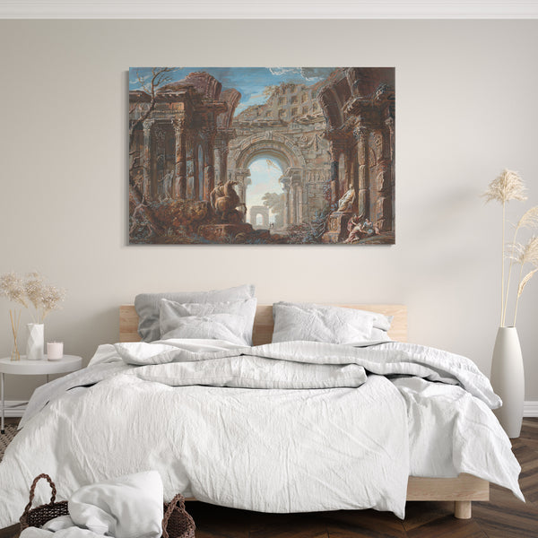 Top-Angebot Kunstdruck Jean Nicolas Servandoni - Architektonisches Capriccio mit einem monumentalen Bogen Leinwand auf Keilrahmen gespannt