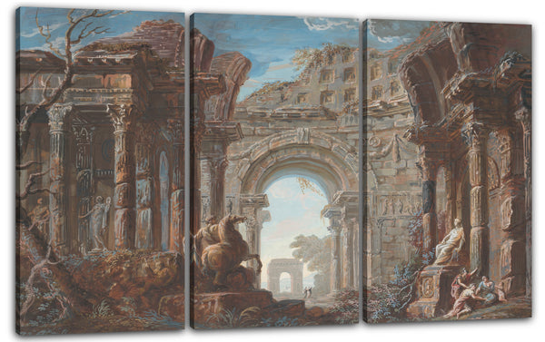 Leinwandbild Jean Nicolas Servandoni - Architektonisches Capriccio mit einem monumentalen Bogen