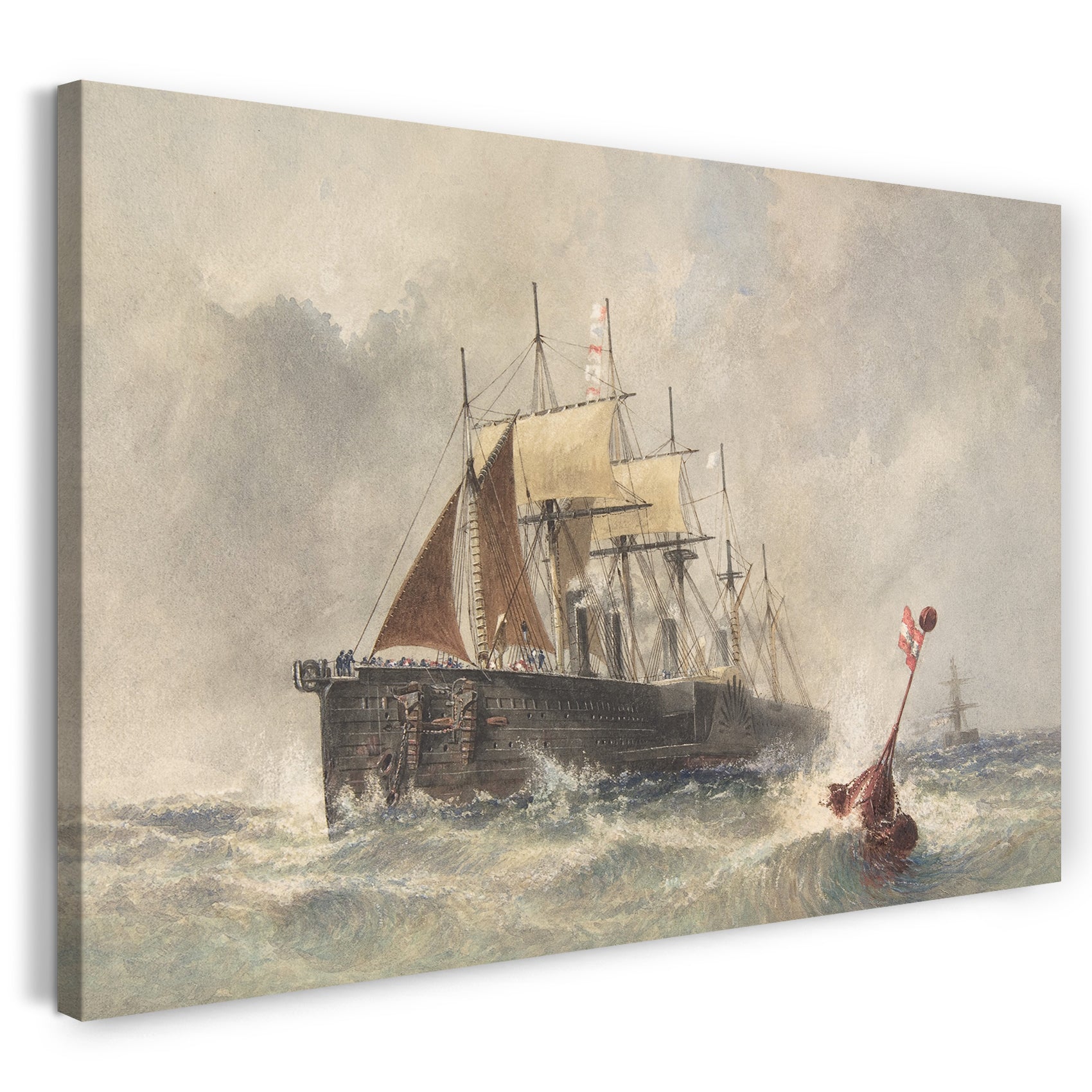 Top-Angebot Kunstdruck Robert Charles Dudley - Die Buoy wird am 8. August 1865 vom Bug der Great Eastern abgeworfen Leinwand auf Keilrahmen gespannt