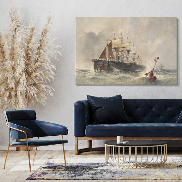 Top-Angebot Kunstdruck Robert Charles Dudley - Die Buoy wird am 8. August 1865 vom Bug der Great Eastern abgeworfen Leinwand auf Keilrahmen gespannt