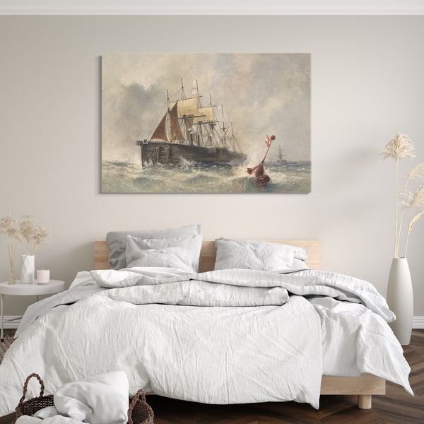 Top-Angebot Kunstdruck Robert Charles Dudley - Die Buoy wird am 8. August 1865 vom Bug der Great Eastern abgeworfen Leinwand auf Keilrahmen gespannt