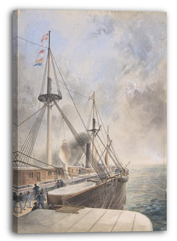Top-Angebot Kunstdruck Robert Charles Dudley - View Looking Aft from the Port Paddle-box on the Deck of the Great Eastern: Showing the Trough for the Cable, etc. Leinwand auf Keilrahmen gespannt