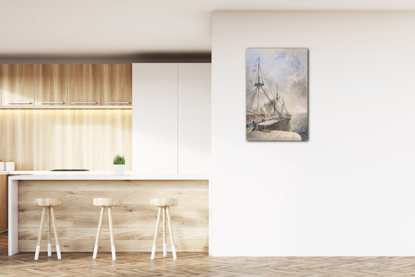 Top-Angebot Kunstdruck Robert Charles Dudley - View Looking Aft from the Port Paddle-box on the Deck of the Great Eastern: Showing the Trough for the Cable, etc. Leinwand auf Keilrahmen gespannt