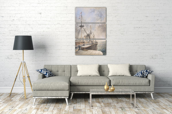 Top-Angebot Kunstdruck Robert Charles Dudley - View Looking Aft from the Port Paddle-box on the Deck of the Great Eastern: Showing the Trough for the Cable, etc. Leinwand auf Keilrahmen gespannt