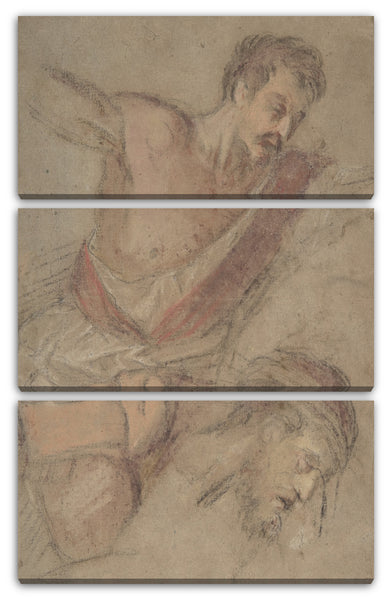 Leinwandbild Jacopo Bassano - Studien für einen geißelnden Soldaten und das Haupt Christi