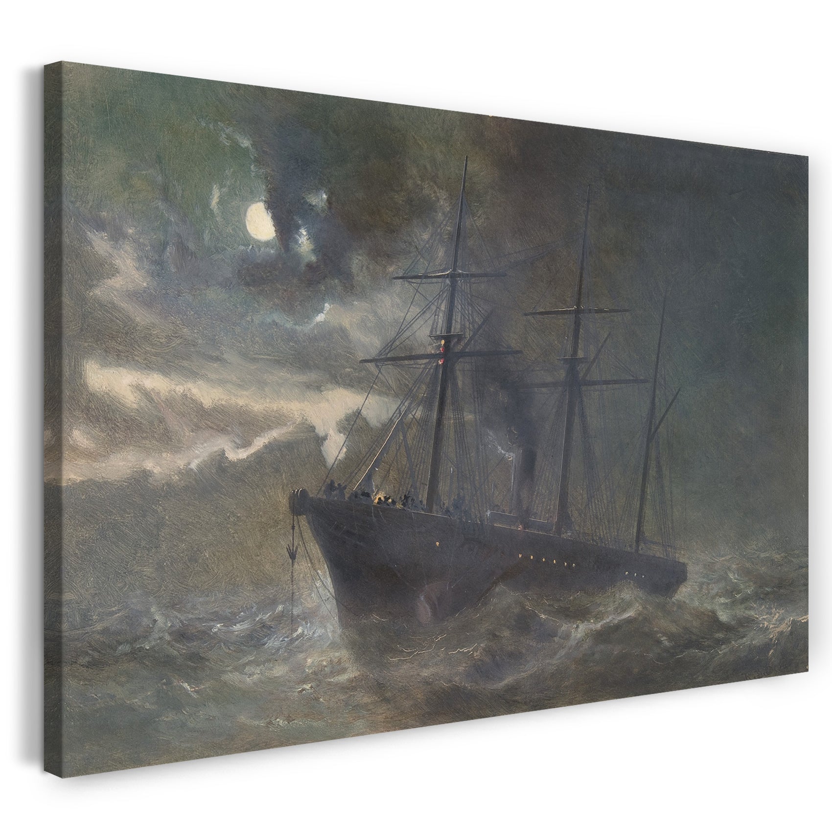 Top-Angebot Kunstdruck Robert Charles Dudley - The Albany Buoying a Bight of the Cable of 1865 on the Night of August 26th, 1866 Leinwand auf Keilrahmen gespannt