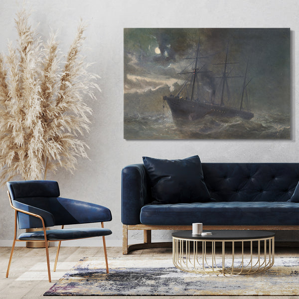 Top-Angebot Kunstdruck Robert Charles Dudley - The Albany Buoying a Bight of the Cable of 1865 on the Night of August 26th, 1866 Leinwand auf Keilrahmen gespannt