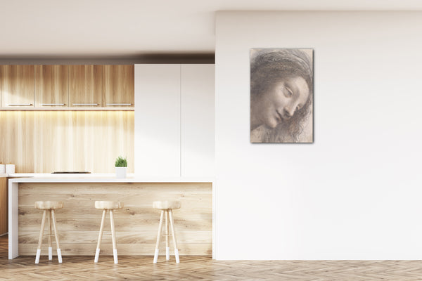 Top-Angebot Kunstdruck Leonardo da Vinci - Der Kopf der Jungfrau in Dreiviertelansicht nach rechts Leinwand auf Keilrahmen gespannt