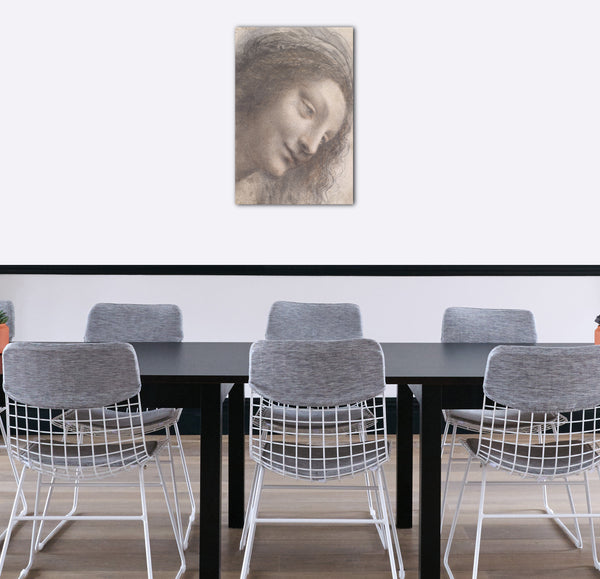 Top-Angebot Kunstdruck Leonardo da Vinci - Der Kopf der Jungfrau in Dreiviertelansicht nach rechts Leinwand auf Keilrahmen gespannt