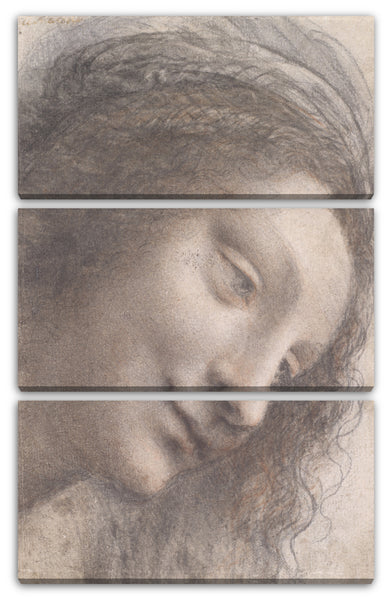 Leinwandbild Leonardo da Vinci - Der Kopf der Jungfrau in Dreiviertelansicht nach rechts