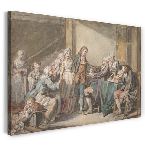 Top-Angebot Kunstdruck Jean-Baptiste Greuze - Der Ehevertrag Leinwand auf Keilrahmen gespannt