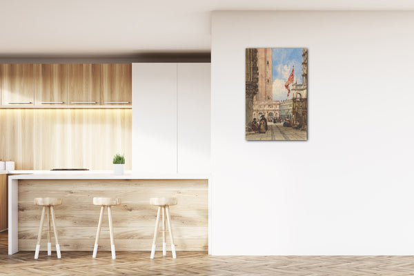 Top-Angebot Kunstdruck William Wyld - Markusplatz, Venedig, mit Loggetta Leinwand auf Keilrahmen gespannt