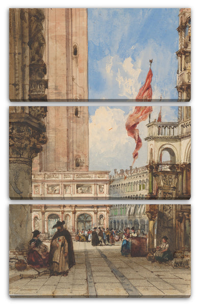 Leinwandbild William Wyld - Markusplatz, Venedig, mit Loggetta