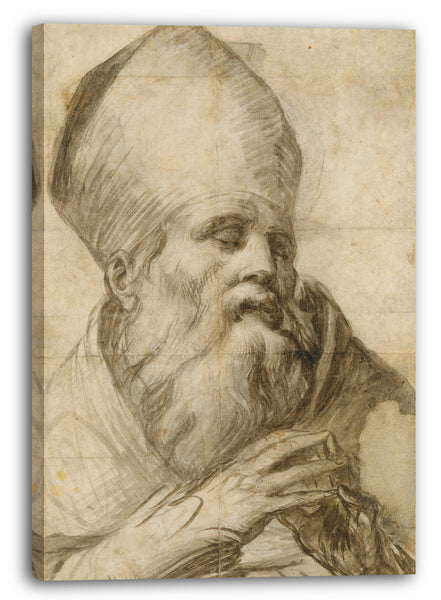 Top-Angebot Kunstdruck Parmigianino - Heiliger Bischof im Portrait Leinwand auf Keilrahmen gespannt