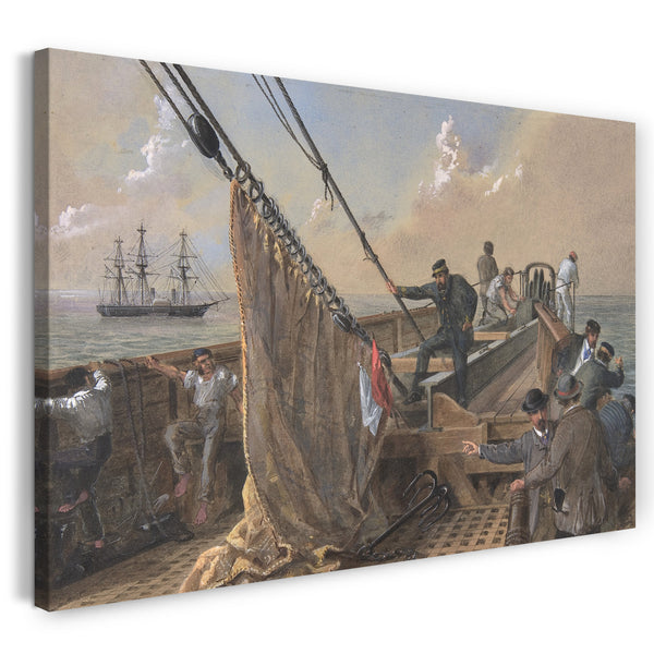 Top-Angebot Kunstdruck Robert Charles Dudley - Forward Deck of the Great Eastern Cleared for the First Attempt to Grapple for the Lost Cable, August 11th, 1865 Leinwand auf Keilrahmen gespannt