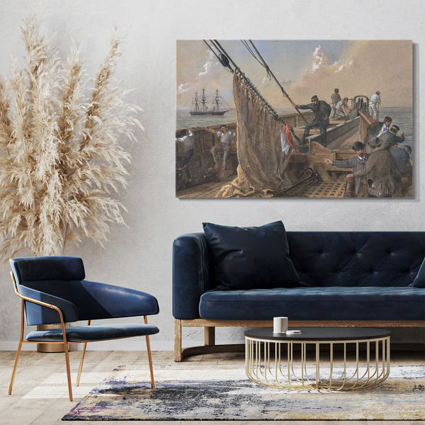 Top-Angebot Kunstdruck Robert Charles Dudley - Forward Deck of the Great Eastern Cleared for the First Attempt to Grapple for the Lost Cable, August 11th, 1865 Leinwand auf Keilrahmen gespannt