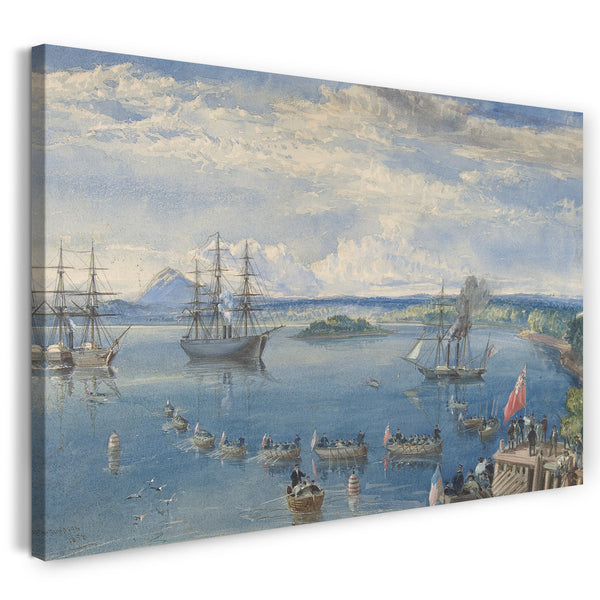 Top-Angebot Kunstdruck Robert Charles Dudley - Die Kabelflotte verlässt Irland, Juli 1858 Leinwand auf Keilrahmen gespannt