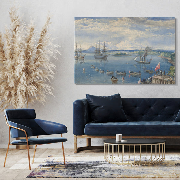 Top-Angebot Kunstdruck Robert Charles Dudley - Die Kabelflotte verlässt Irland, Juli 1858 Leinwand auf Keilrahmen gespannt