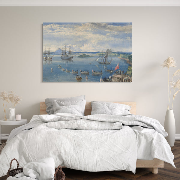 Top-Angebot Kunstdruck Robert Charles Dudley - Die Kabelflotte verlässt Irland, Juli 1858 Leinwand auf Keilrahmen gespannt