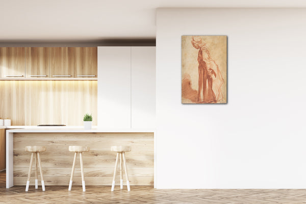 Top-Angebot Kunstdruck Francesco Vanni - Stehende Frau, die zu linkem Hintergrund schaut Leinwand auf Keilrahmen gespannt