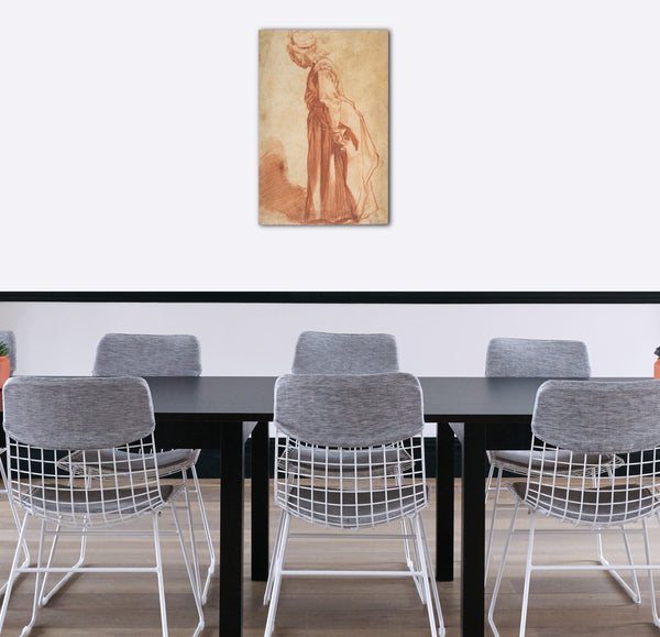 Top-Angebot Kunstdruck Francesco Vanni - Stehende Frau, die zu linkem Hintergrund schaut Leinwand auf Keilrahmen gespannt