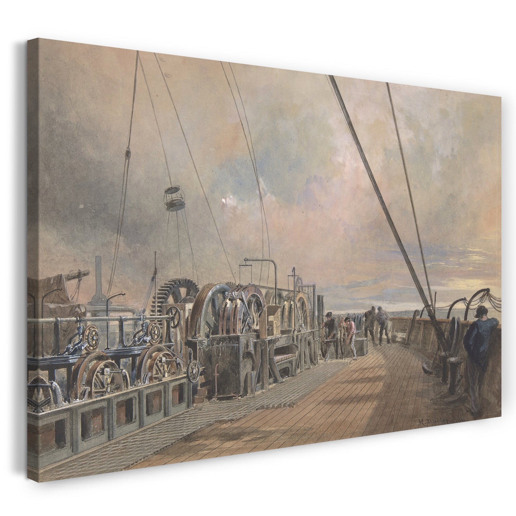 Top-Angebot Kunstdruck Robert Charles Dudley - Deck der Great Eastern, Achter: die Auszahlungsmaschine Leinwand auf Keilrahmen gespannt