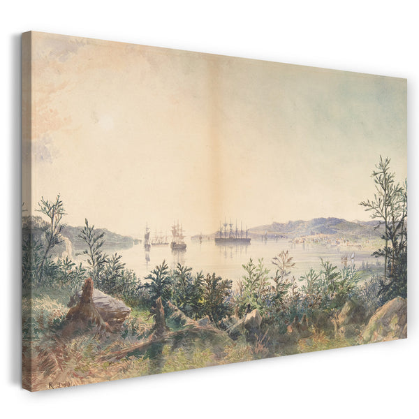 Top-Angebot Kunstdruck Robert Charles Dudley - Arrival in Trinity Bay, Newfoundland: The Cable Passed to the Paddle-box Boat of the Terrible, etc. Leinwand auf Keilrahmen gespannt