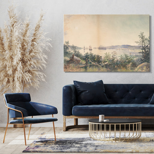 Top-Angebot Kunstdruck Robert Charles Dudley - Arrival in Trinity Bay, Newfoundland: The Cable Passed to the Paddle-box Boat of the Terrible, etc. Leinwand auf Keilrahmen gespannt