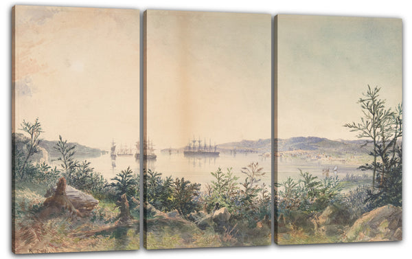 Leinwandbild Robert Charles Dudley - Arrival in Trinity Bay, Newfoundland: The Cable Passed to the Paddle-box Boat of the Terrible, etc.