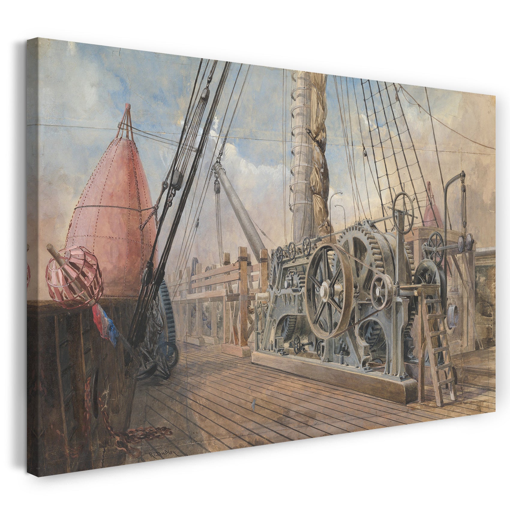 Top-Angebot Kunstdruck Robert Charles Dudley - Deck der Great Eastern, der Kabeltrog usw., 1866 Leinwand auf Keilrahmen gespannt