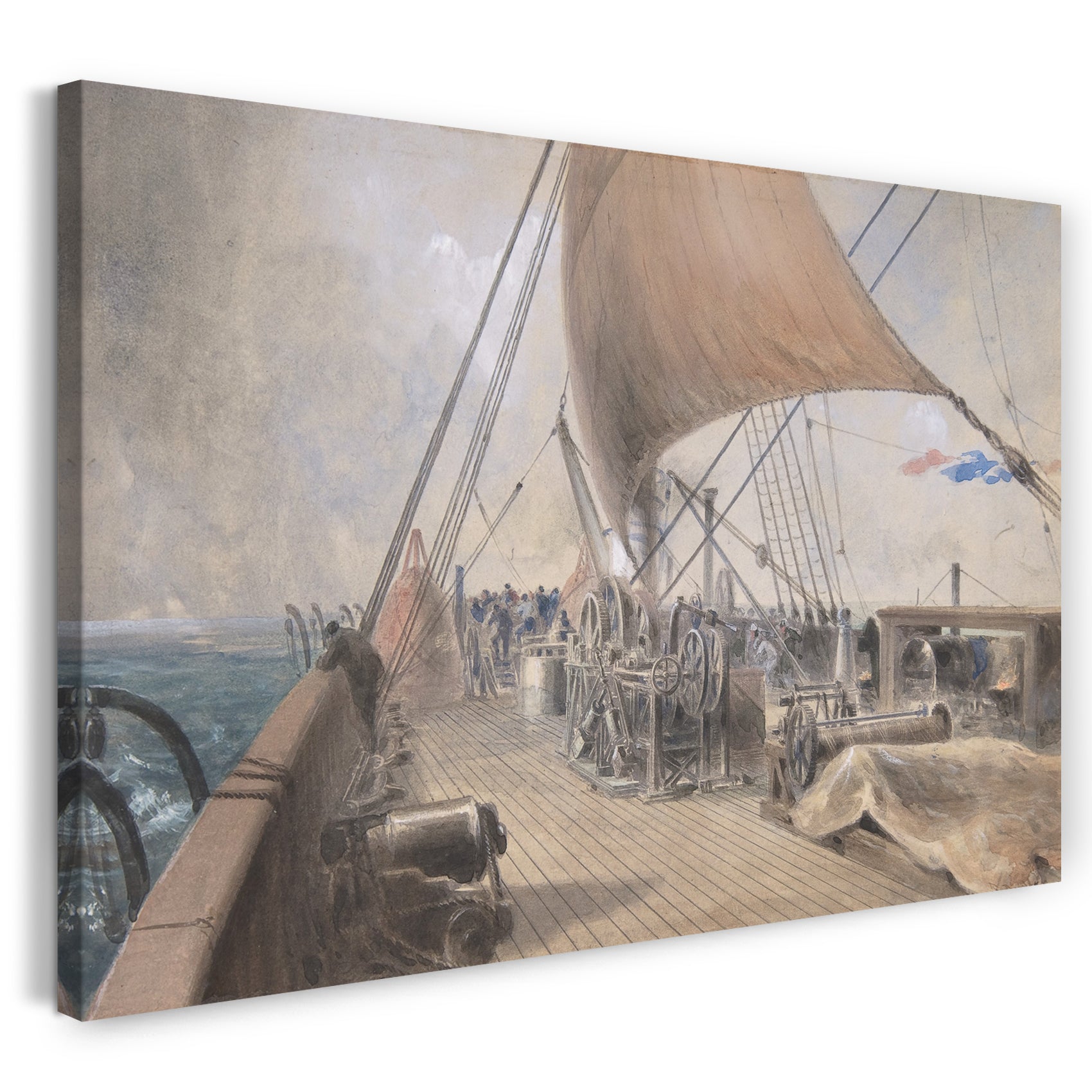 Top-Angebot Kunstdruck Robert Charles Dudley - The Picking-up Machinery in the Bows of the Great Eastern Leinwand auf Keilrahmen gespannt