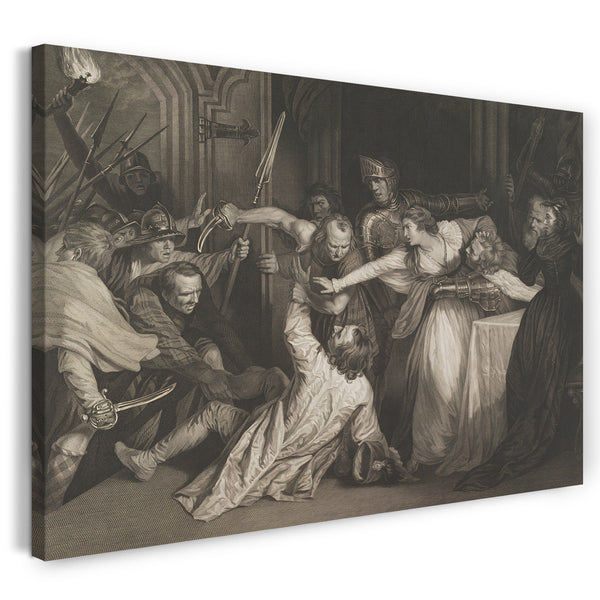 Top-Angebot Kunstdruck Isaac Taylor, Jr. - Mary, Königin der Schotten, die Zeugin des Mordes an David Rizzio wird Leinwand auf Keilrahmen gespannt
