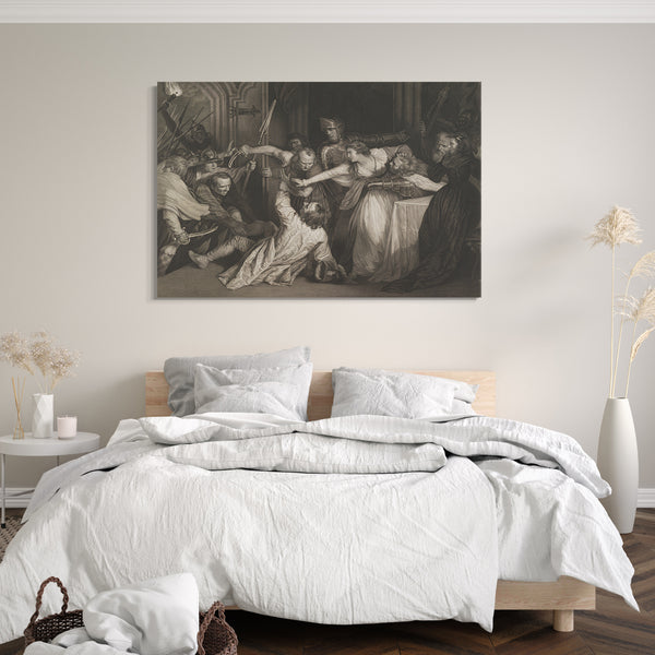 Top-Angebot Kunstdruck Isaac Taylor, Jr. - Mary, Königin der Schotten, die Zeugin des Mordes an David Rizzio wird Leinwand auf Keilrahmen gespannt