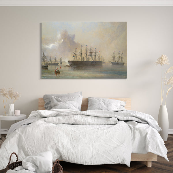 Top-Angebot Kunstdruck Robert Charles Dudley - The Atlantic Telegraph Cable Fleet Assembled at Berehaven (Southwest Coast of Ireland): Ships, the Great Eastern, H.M.S. Terrible, the Alby, the Medway and the William Cory Leinwand auf Keilrahmen gespannt