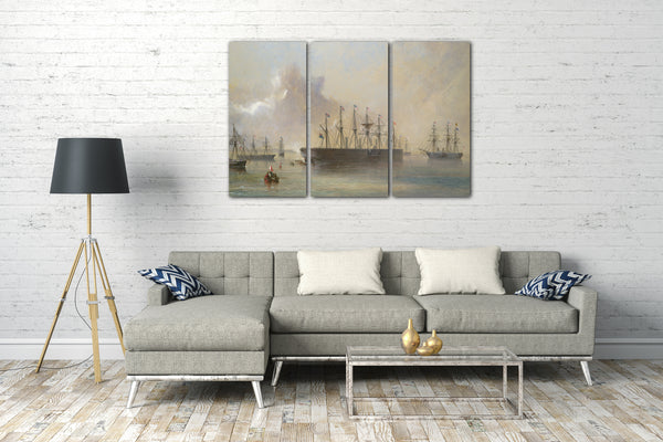Top-Angebot Kunstdruck Robert Charles Dudley - The Atlantic Telegraph Cable Fleet Assembled at Berehaven (Southwest Coast of Ireland): Ships, the Great Eastern, H.M.S. Terrible, the Alby, the Medway and the William Cory Leinwand auf Keilrahmen gespannt