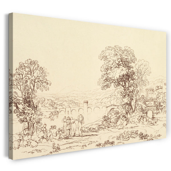 Top-Angebot Kunstdruck Entworfen und geätzt von Joseph Mallord William Turner - Apuleia auf der Suche nach Apuleius (unveröffentlichte Platte, Liber Studiorum) Leinwand auf Keilrahmen gespannt