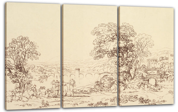 Leinwandbild Entworfen und geätzt von Joseph Mallord William Turner - Apuleia auf der Suche nach Apuleius (unveröffentlichte Platte, Liber Studiorum)