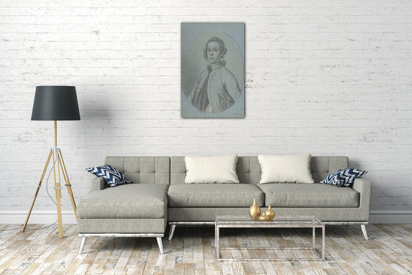 Top-Angebot Kunstdruck Kreis von Joseph van Aken - Ovale Portrait-Studie eines jungen Mannes Leinwand auf Keilrahmen gespannt