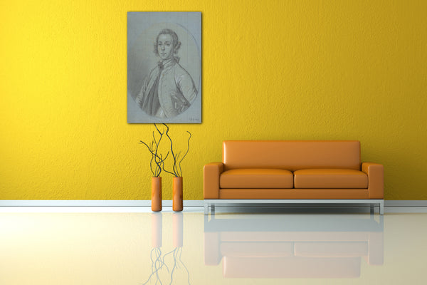 Top-Angebot Kunstdruck Kreis von Joseph van Aken - Ovale Portrait-Studie eines jungen Mannes Leinwand auf Keilrahmen gespannt