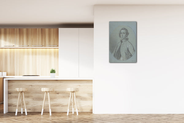 Top-Angebot Kunstdruck Kreis von Joseph van Aken - Ovale Portrait-Studie eines jungen Mannes Leinwand auf Keilrahmen gespannt