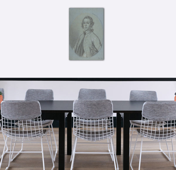 Top-Angebot Kunstdruck Kreis von Joseph van Aken - Ovale Portrait-Studie eines jungen Mannes Leinwand auf Keilrahmen gespannt