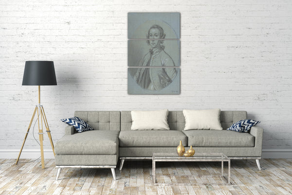 Top-Angebot Kunstdruck Kreis von Joseph van Aken - Ovale Portrait-Studie eines jungen Mannes Leinwand auf Keilrahmen gespannt